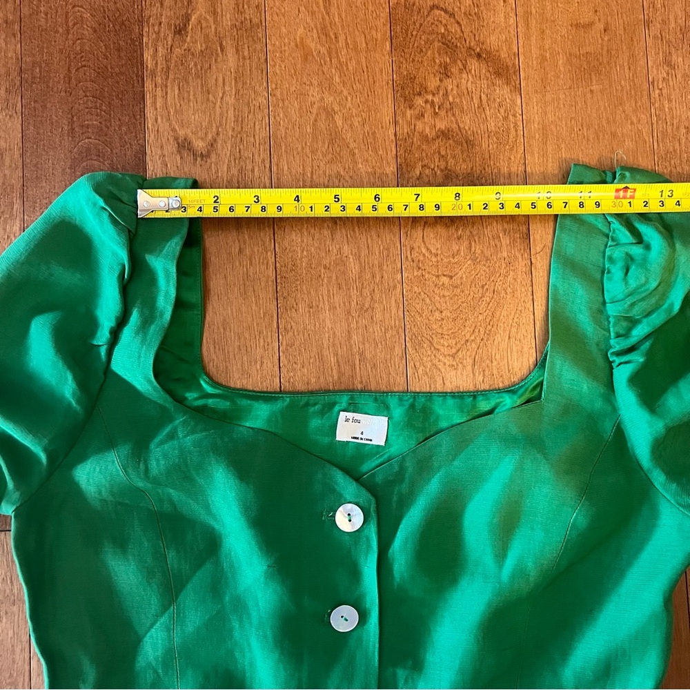 Aritzia Le Fou Wilfred NWOT Michalina Green Dress  Linen Blend Size 4 - Picture 16 of 17